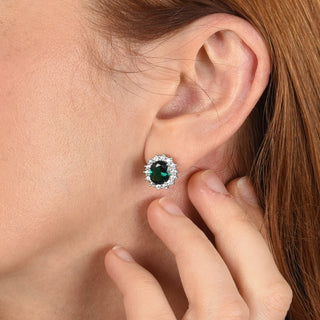 Dacia Silver Emerald Earrings
