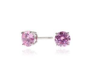 Lana 6mm Sterling Silver Pink Earrings