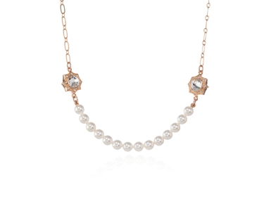 Crystal  Becka Short Necklace  | Pink Gold Crystal