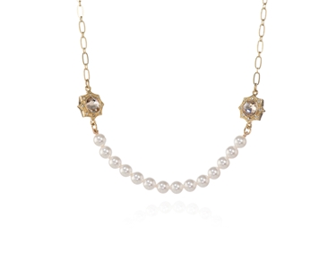 Crystal  Becka Short Necklace  | Gold Light Silk