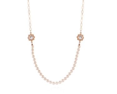 Crystal  Becka Long Necklace  | Pink Gold Crystal