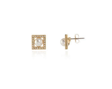 Crystal  Thisbe Pierced Earrings  | Gold White Pearl