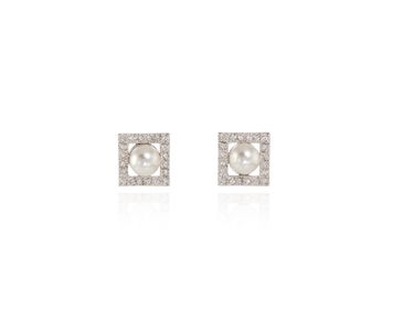 Crystal  Thisbe Pierced Earrings  | Rhodium White Pearl