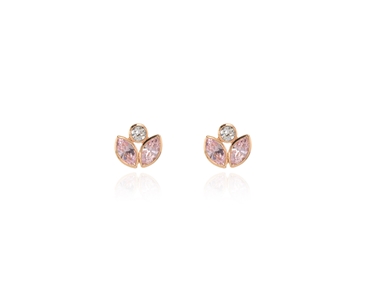 Crystal  Valtina Pierced Earrings  | Pink Gold Rosaline