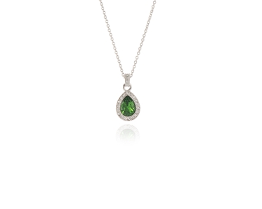 Crystal  Tamsin Pendant  | Rhodium Fern Green
