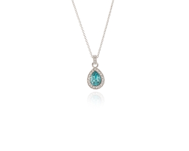 Crystal  Tamsin Pendant  | Rhodium Light Turquoise