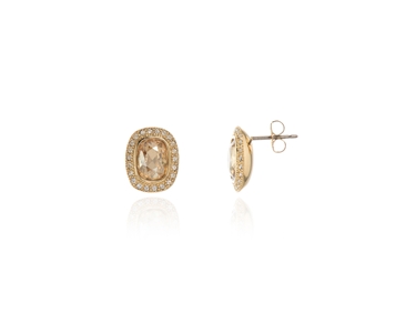 Crystal  Ganya Pierced Earrings  | Gold Golden Shadow