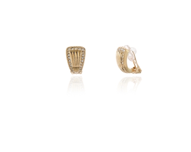 Crystal  Fluted Clip Earrings  | Gold Crystal