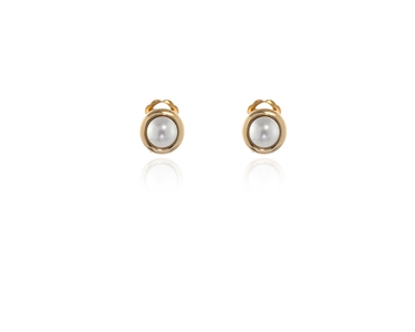 Crystal  Pablo Clip Earrings  | Gold White Pearl