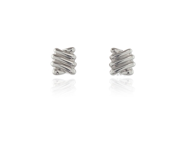 Crystal  Ece Clip Earrings  | Rhodium Polished
