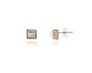Crystal  Sesen Pierced Earrings  | Gold Crystal