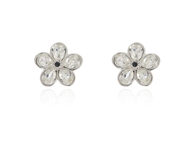 Crystal  Forget-Me-Not Clip Earrings aa | Rhodium Crystal
