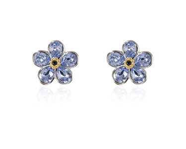 Crystal  Forget-Me-Not Clip Earrings  | Rhodium Provence Lavender