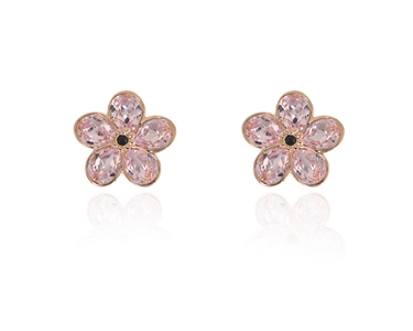 Crystal  Forget-Me-Not Clip Earrings  | Pink Gold Rosaline