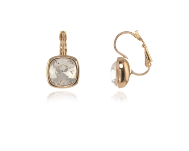 Crystal  Elise Cushion Lever Back Earrings  | Gold Crystal