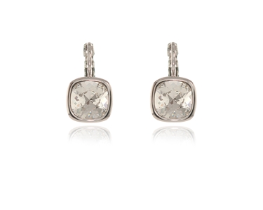 Crystal  Elise Cushion Lever Back Earrings  | Rhodium Crystal