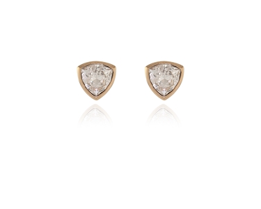 Crystal  Trilliant Pierced Earrings  | Gold Crystal