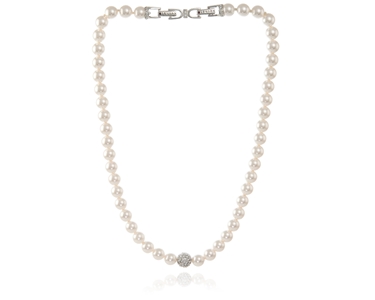 Crystal  Peyton Necklace  | Rhodium White Pearl