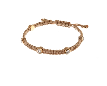 Crystal  Solitaire Nautical Cord Bracelet  | Gold Crystal
