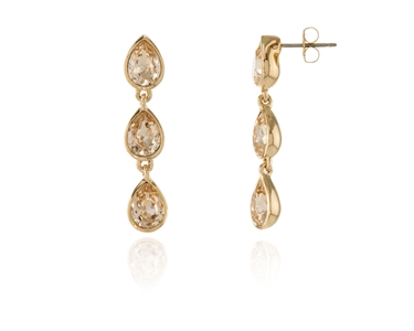 Crystal  Rani Pierced Earrings  | Gold Light Silk