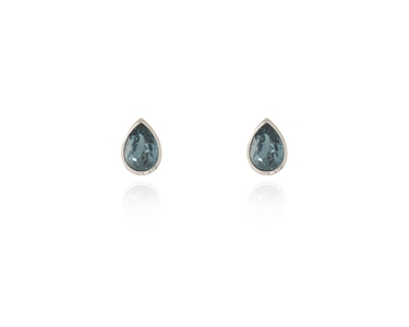 Crystal  Ran Pierced Earrings  | Rhodium Denim Blue