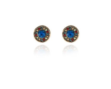 Crystal  Tilly Pierced Earrings  | Gun Metal Capri Blue