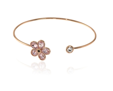 Crystal  Forget me not Spring Bangle  | Pink Gold Clear CZ