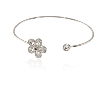 Crystal  Forget me not Spring Bangle  | Rhodium Crystal