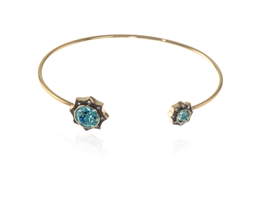 Crystal  Becka Spring Bangle  | Gold Light Turquoise
