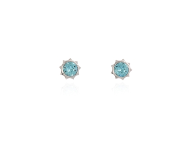 Crystal  Bly Stud Earrings  | Rhodium Light Turquoise