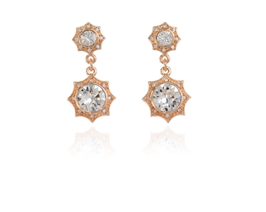 Crystal  Becka Drop Pierced Earrings  | Pink Gold Crystal