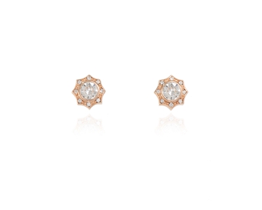 Crystal  Becka Pierced Earrings  | Pink Gold Crystal