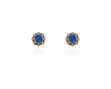 Crystal  Becka Pierced Earrings  | Gun Metal Capri Blue