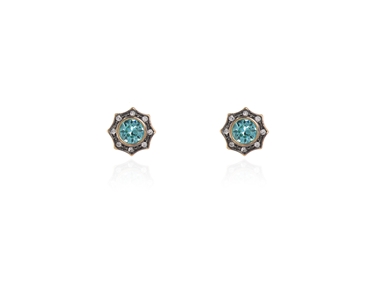 Crystal  Becka Pierced Earrings  | Gun Metal Light Turquoise