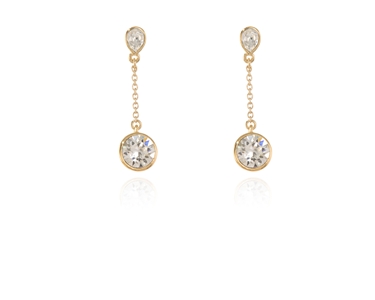 Crystal  Ekin Brilliant Pierced Earrings  | Gold Crystal