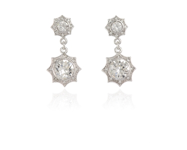 Crystal  Becka Drop Pierced Earrings  | Rhodium Crystal