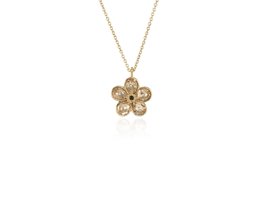 Crystal  Forget-Me-Not Pendant  | Gold Light Silk