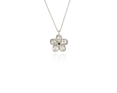 Crystal  Forget-Me-Not Pendant  | Rhodium Crystal