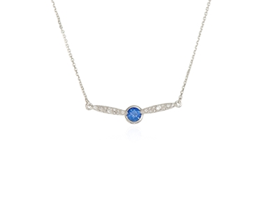 Crystal  Lara Bar Pavee Necklace  | Rhodium Sapphire