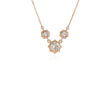 Crystal  Becka Trio Necklace  | Pink Gold Crystal