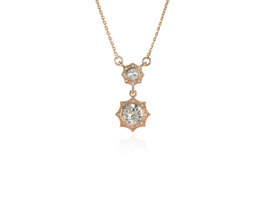 Crystal  Becka Duo Necklace  | Pink Gold Crystal