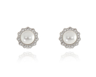 Florantine Pearl Silver Clip on Earrings
