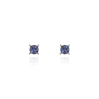 Laine 6mm  Tanzanite Silver Earrings