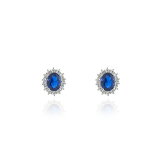 Dacia Silver Sapphire  Earrings