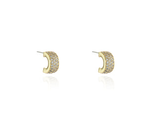 Gold Half Hoop cubic zirconia Earrings 