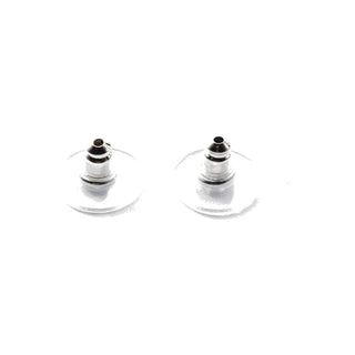 Spare pair of silver earring backs with clear discs