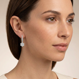 Model wearing Abby Silver Earrings