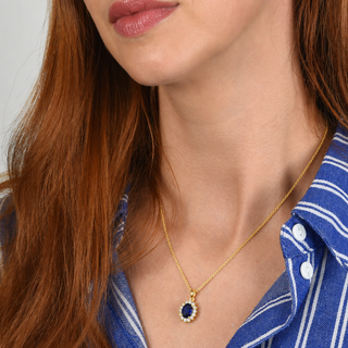 Dacia Gold Sapphire Pendant on-model preview