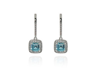 Idola Silver Aquamarine cz Earrings
