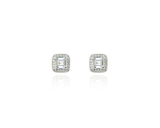 silver cz post earrings